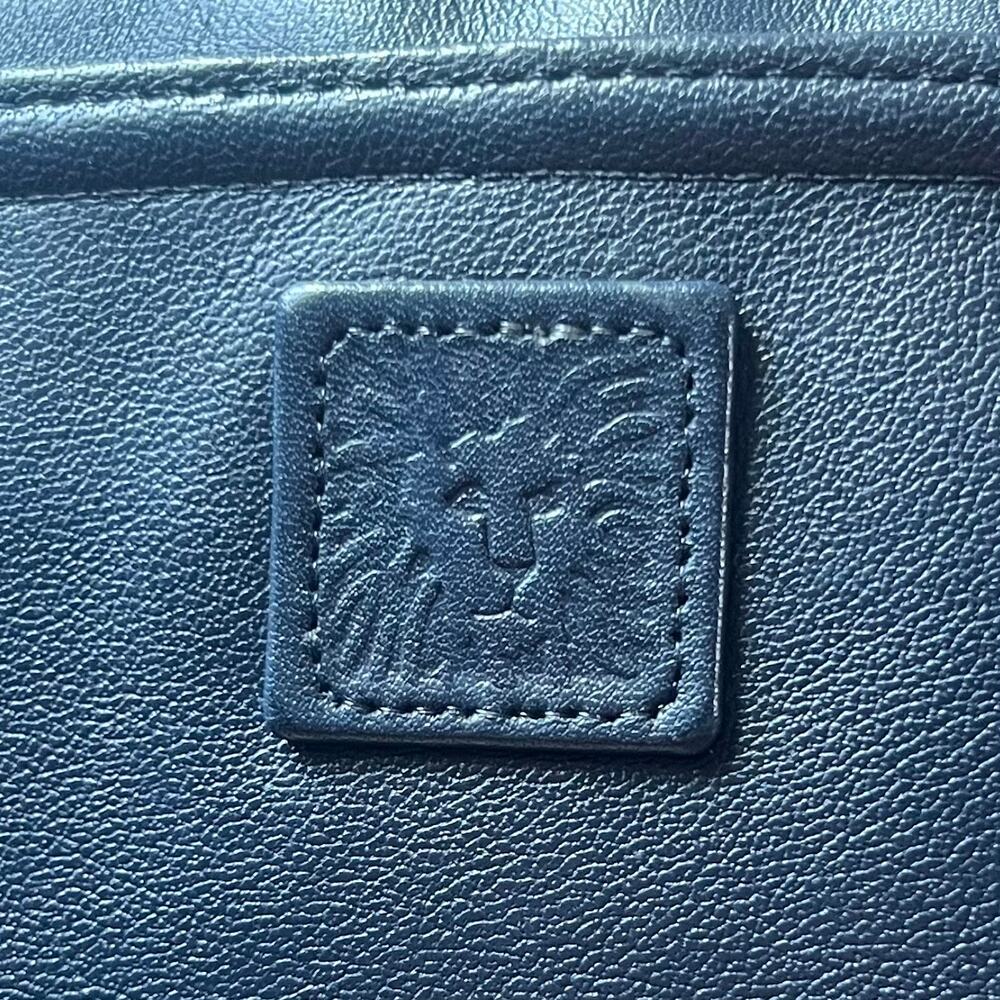 Vintage Anne Klein Leather Crossbody Bag Navy Blue 80s Gold Hardware Small Purse - Picture 2 of 16